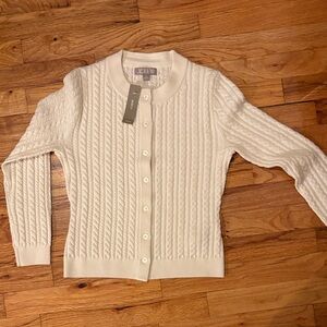 J. Crew Women's Ivory Cable Knit Cardigan